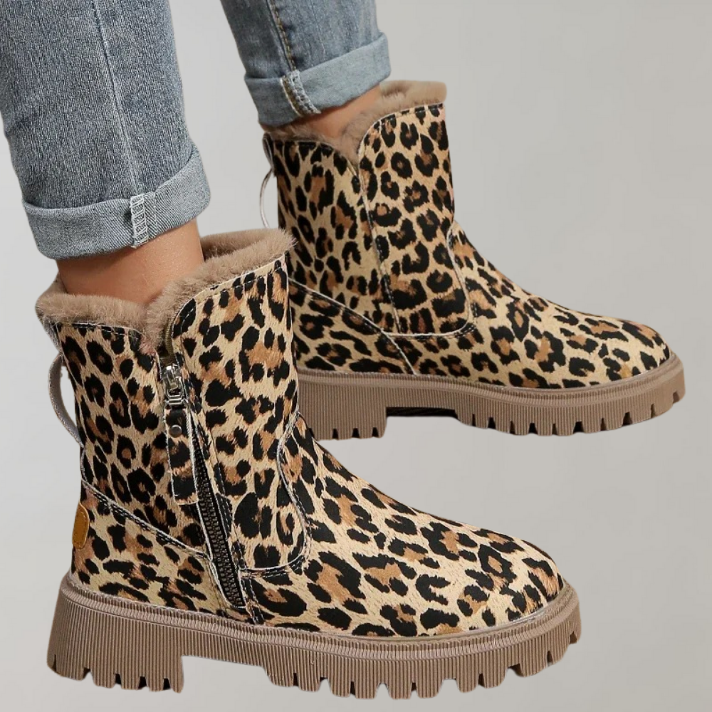 Bottes élégantes motif léopard Hauteur genou