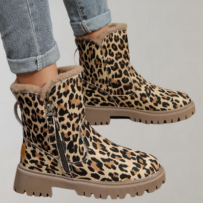 Bottes élégantes motif léopard Hauteur genou