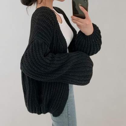 Gilet long doux à manches longues pour femmes