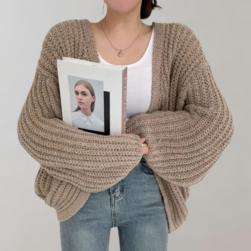 Gilet long doux à manches longues pour femmes