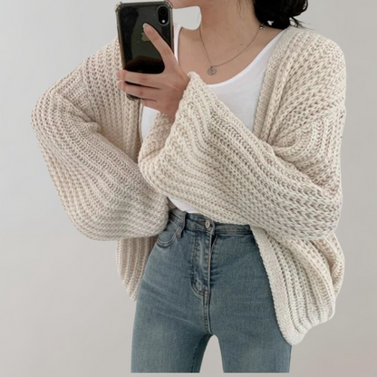 Damen Cardigan Weich Langarm Pullover - IdealeKleiden