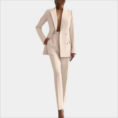 Tailleur-pantalon d'affaires pour femme, coupe moderne, à double boutonnage