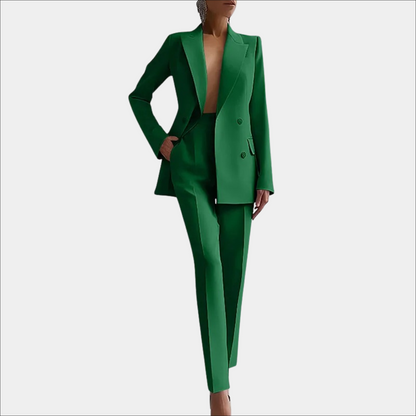 Tailleur-pantalon d'affaires pour femme, coupe moderne, à double boutonnage