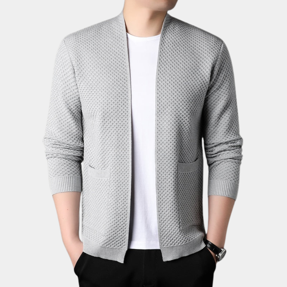 Robe tendance coupe ajustée, ouverte sur le devant avec poches
