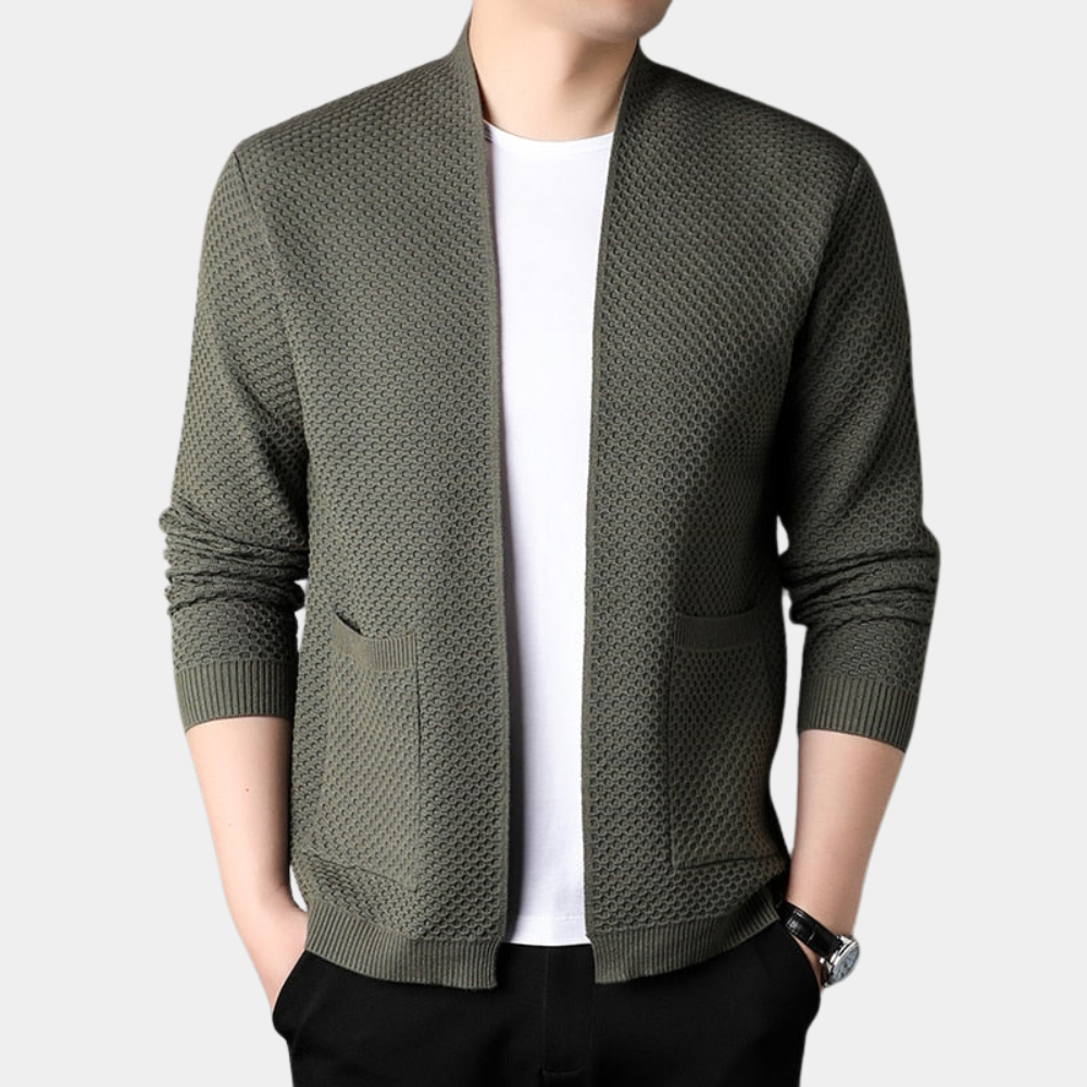 Robe tendance coupe ajustée, ouverte sur le devant avec poches
