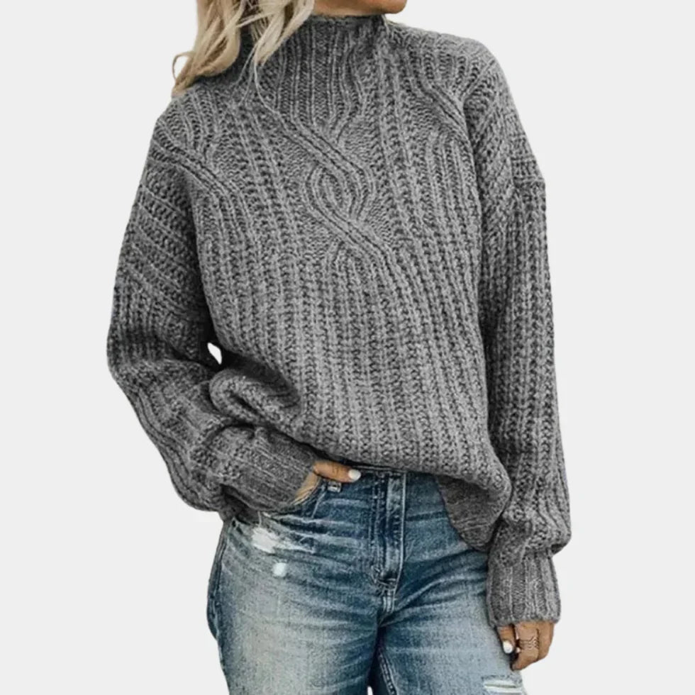 Pull tricoté doux violet pour femme