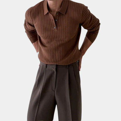 Pull homme slim fit avec motif côtelé et col classique