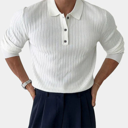 Herren Sweater Slim Fit mit Rippenmuster und Klassischem Kragen - IdealeKleiden