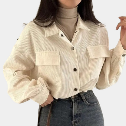 Veste d'automne en velours côtelé pour femme style tendance