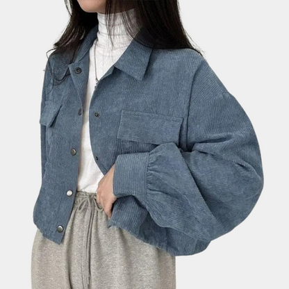 Veste d'automne en velours côtelé pour femme style tendance