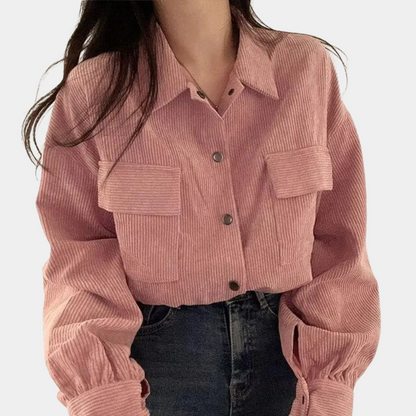 Veste d'automne en velours côtelé pour femme style tendance