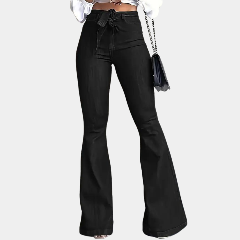 Pantalon élégant pour femme taille haute coupe évasée