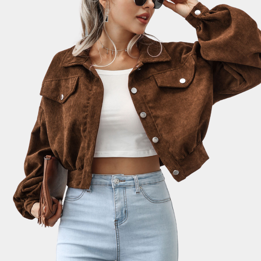 Veste d'automne femme tricot côtelé moderne