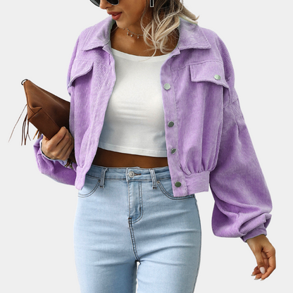 Veste d'automne femme tricot côtelé moderne