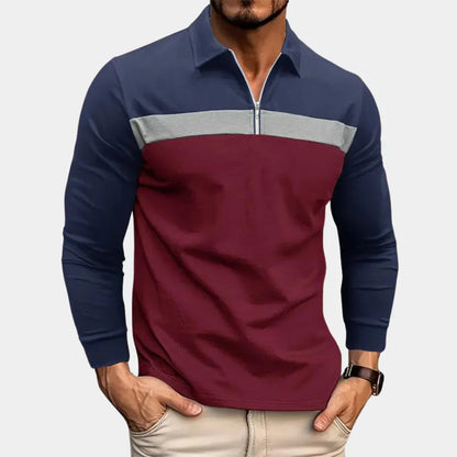 Polo à manches longues élégant homme slim fit