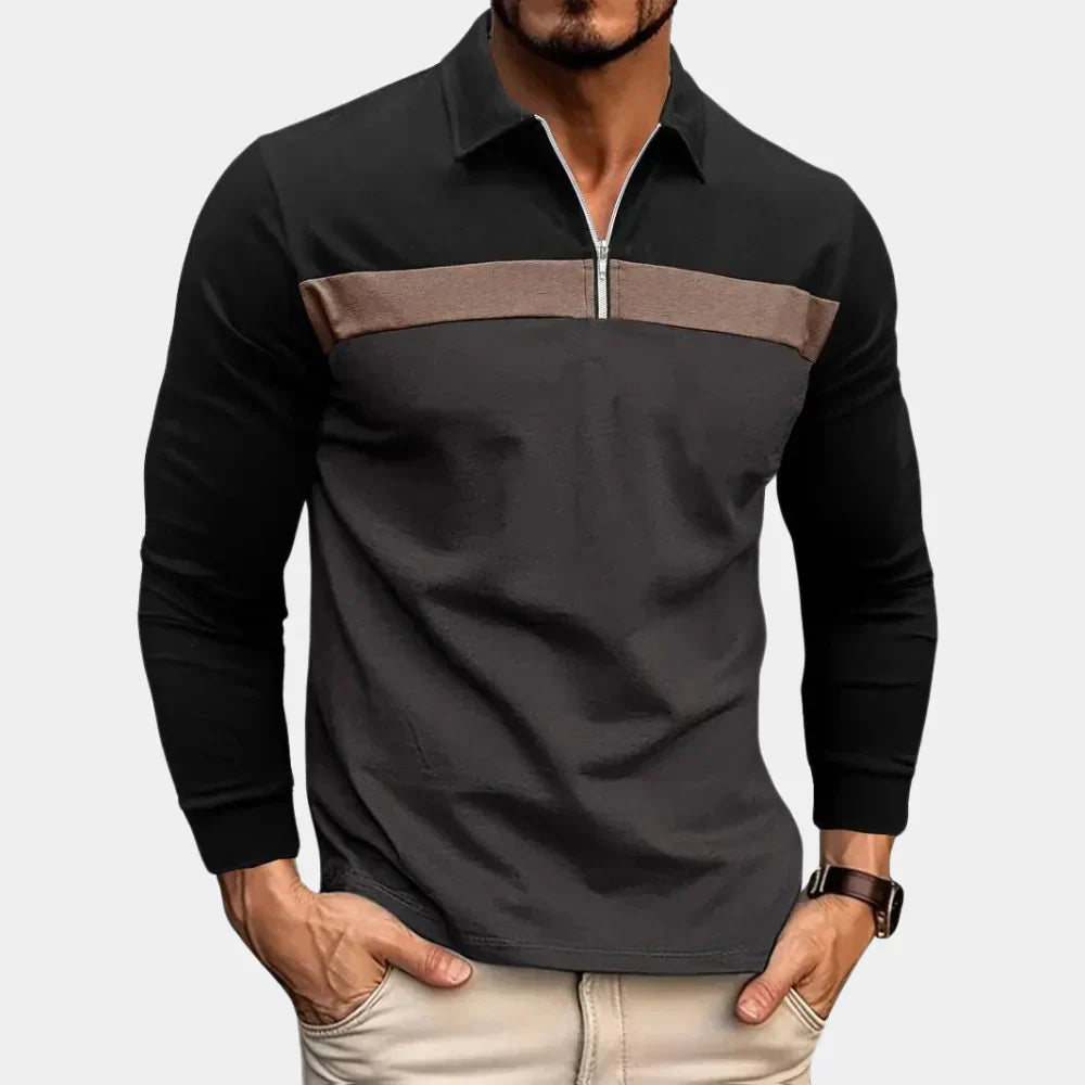 Polo à manches longues élégant homme slim fit