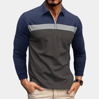 Polo à manches longues élégant homme slim fit