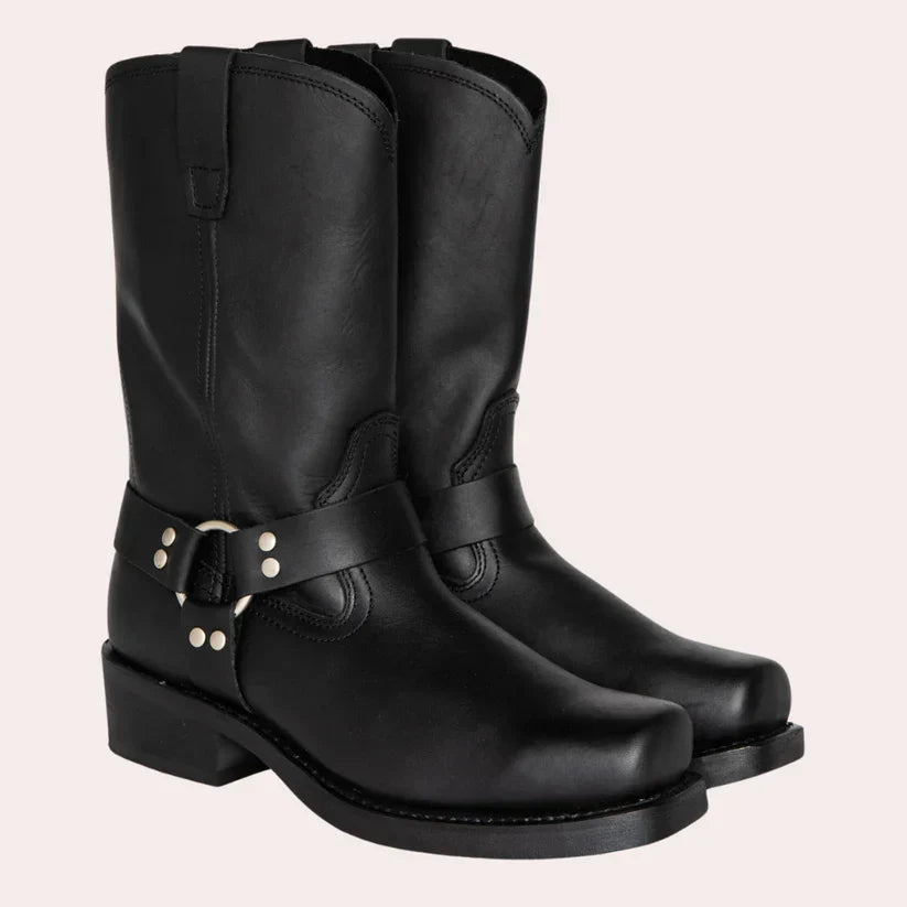Elegante Lederschuhe Stiefel mit Nieten-Design - IdealeKleiden