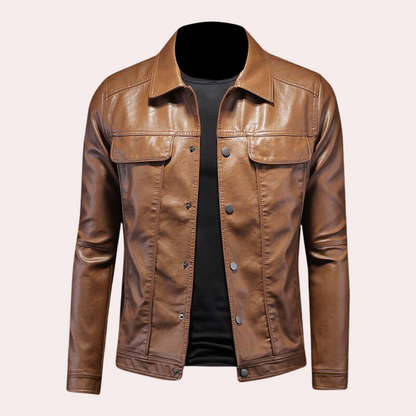 Blouson en cuir tendance pour homme, style motard