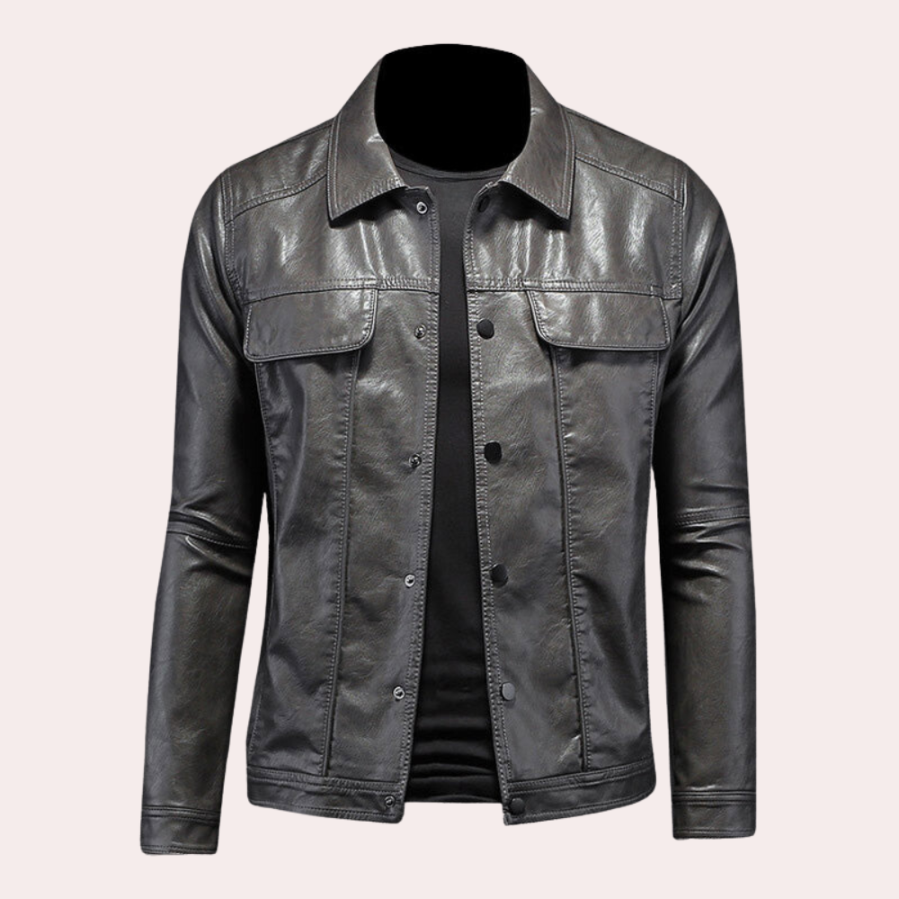Blouson en cuir tendance pour homme, style motard