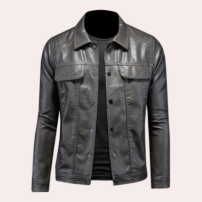 Blouson en cuir tendance pour homme, style motard
