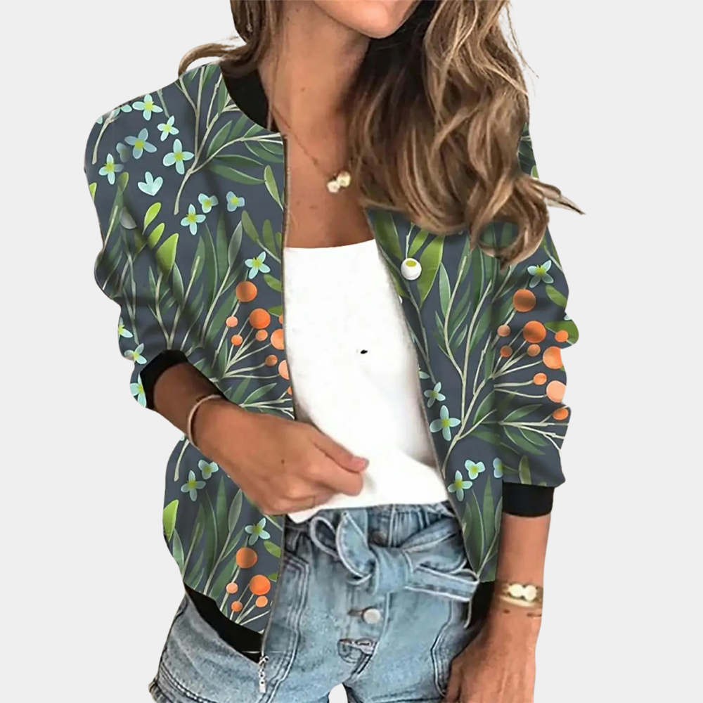Herbstjacke Damen Trendy Druckdesign - IdealeKleiden