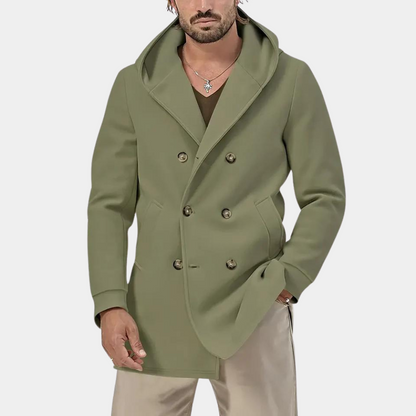 Trench-coat homme élégant à capuche décontracté