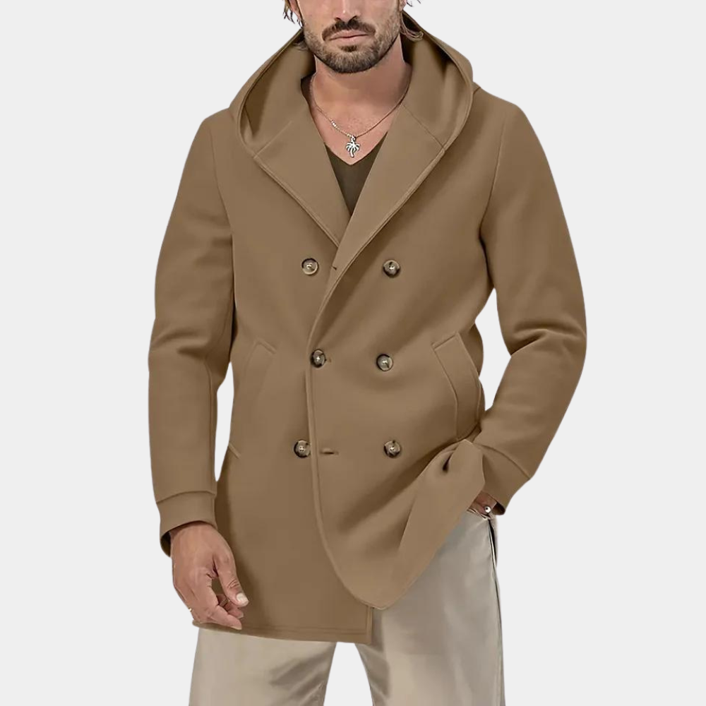 Trench-coat homme élégant à capuche décontracté