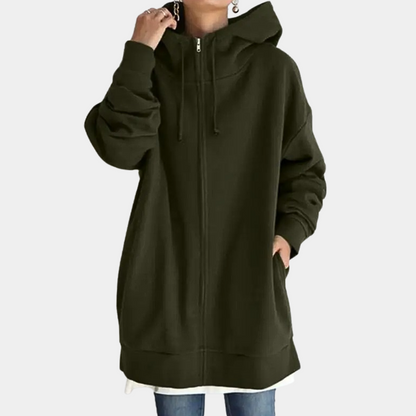 Sweat-shirt à capuche zippé pour femme automne