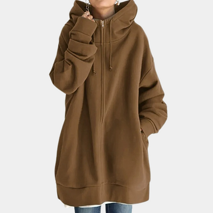 Sweat-shirt à capuche zippé pour femme automne