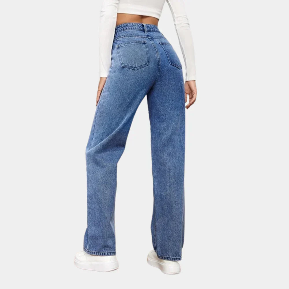 Jean droit taille haute pour femme