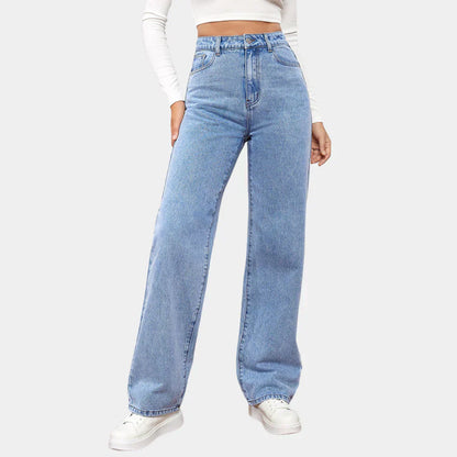 Jean droit taille haute pour femme