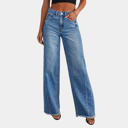 Jean taille haute pour femme, coupe slim élégante