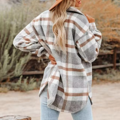 Stilvolle Damenjacke Kariert Warm Herbst - IdealeKleiden