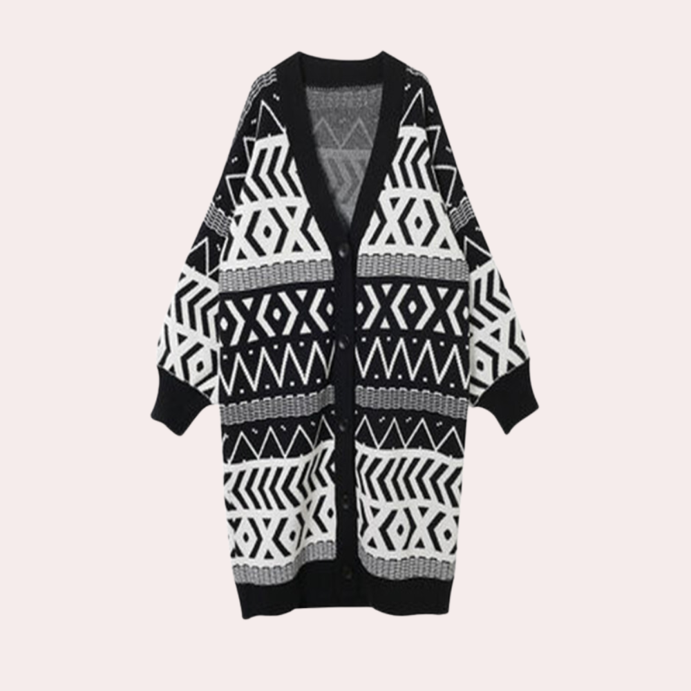 Manteau d'automne élégant Motif géométrique Femme