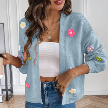 Veste femme élégante motif fleurs 3D