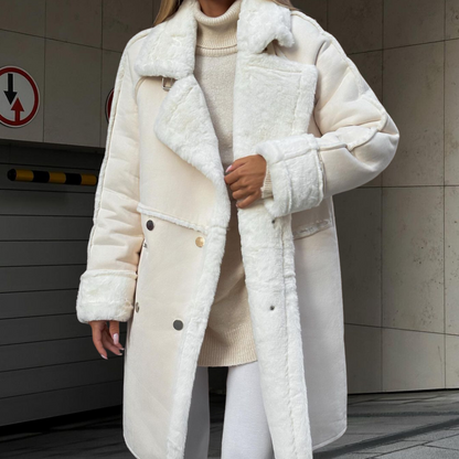 Gilet Long Manteau Hiver Col Revers Peluche