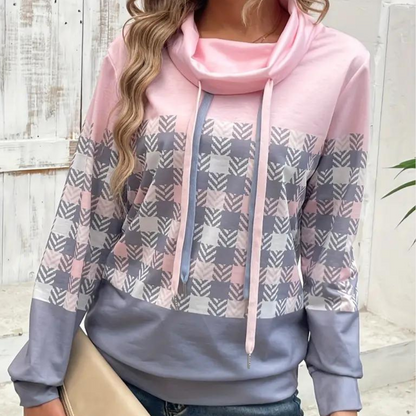 Sweat-shirt carreaux femme moderne confortable