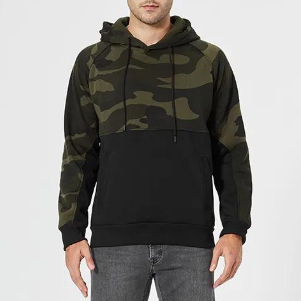 Sweat à capuche camouflage homme, taille réglable