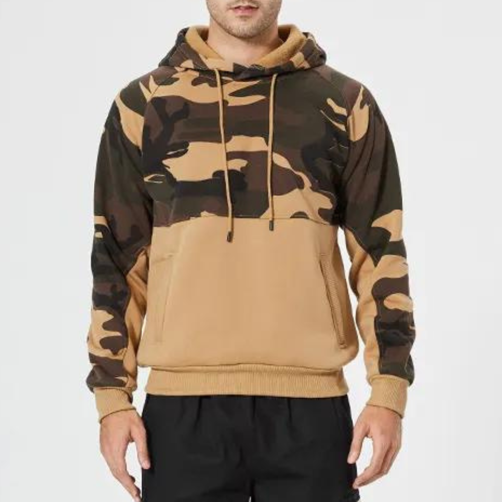 Sweat à capuche camouflage homme, taille réglable