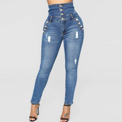 Jean slim taille haute tendance pour femme