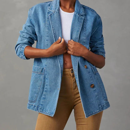 Veste en jean femme décontractée avec poches