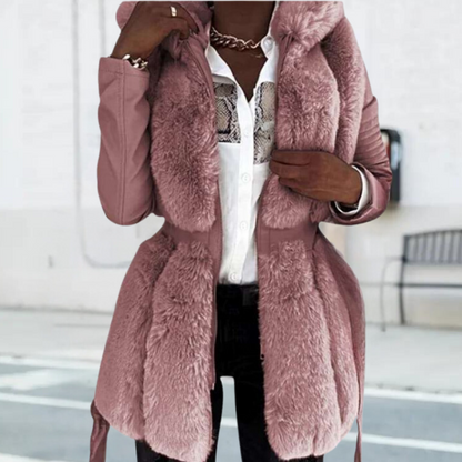 Élégante veste d'hiver pour femme à capuche noire