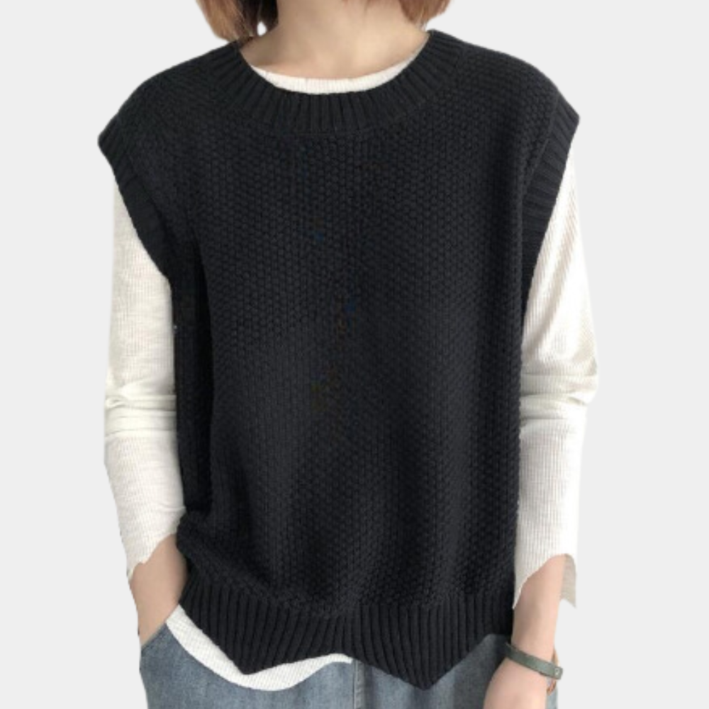 Gilet tricoté mode femme longueur hanches