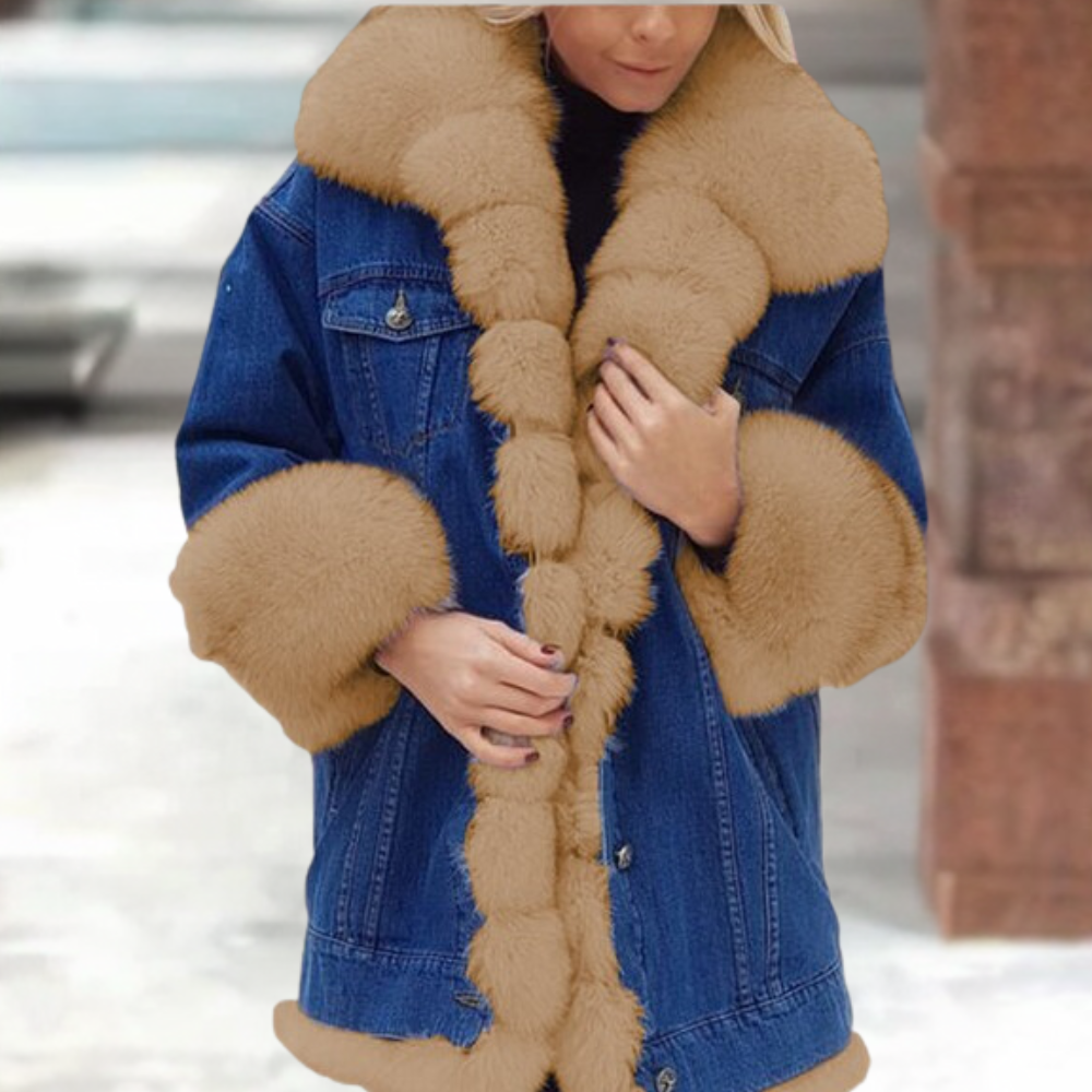Manteau d'hiver femme en jean élégant