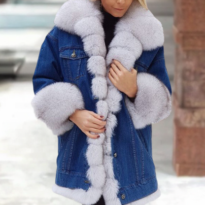 Manteau d'hiver femme en jean élégant