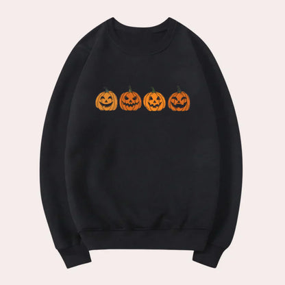 Pull-over Halloween Femme Motif Citrouille Col Rond