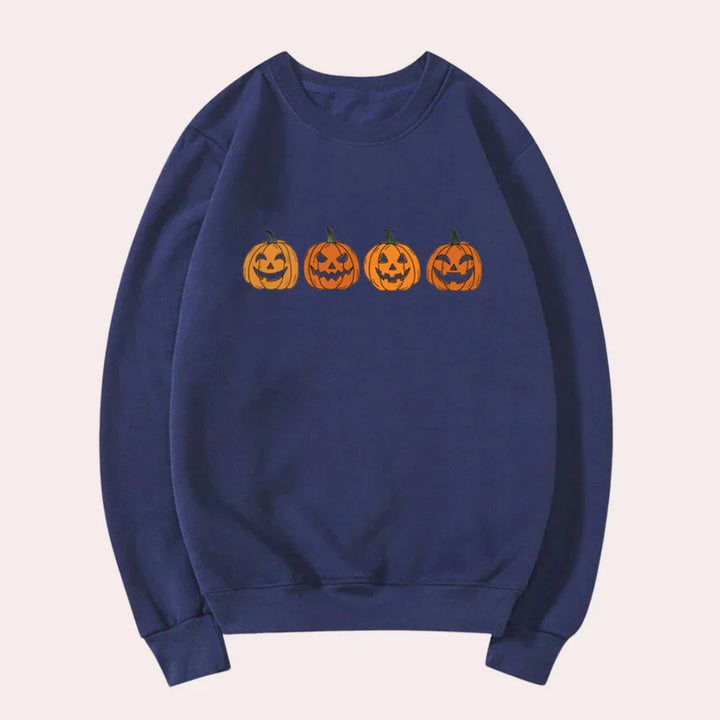 Pull-over Halloween Femme Motif Citrouille Col Rond