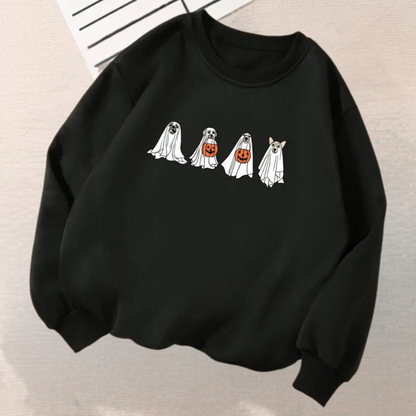 Gruselige Halloween Sweater für Frauen mit Hund Motiv - IdealeKleiden