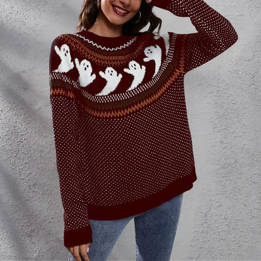 Pull de Noël stylé pour femme Halloween